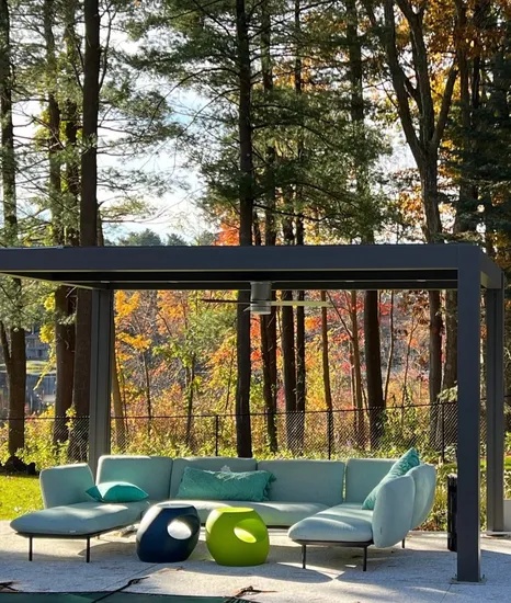 Bioclimatique Louvre Roof Patio Cover Gazebo Garden Outdoor Aluminium Solar Pergola